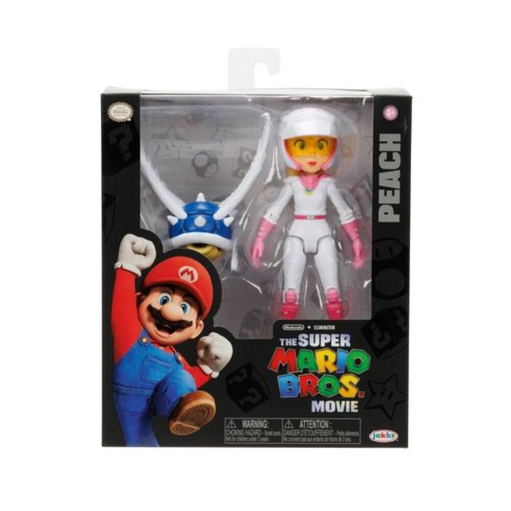 Super Mario Bros Movie Princess Peach Motorcycle Outfit with Spiny Blue Shell.